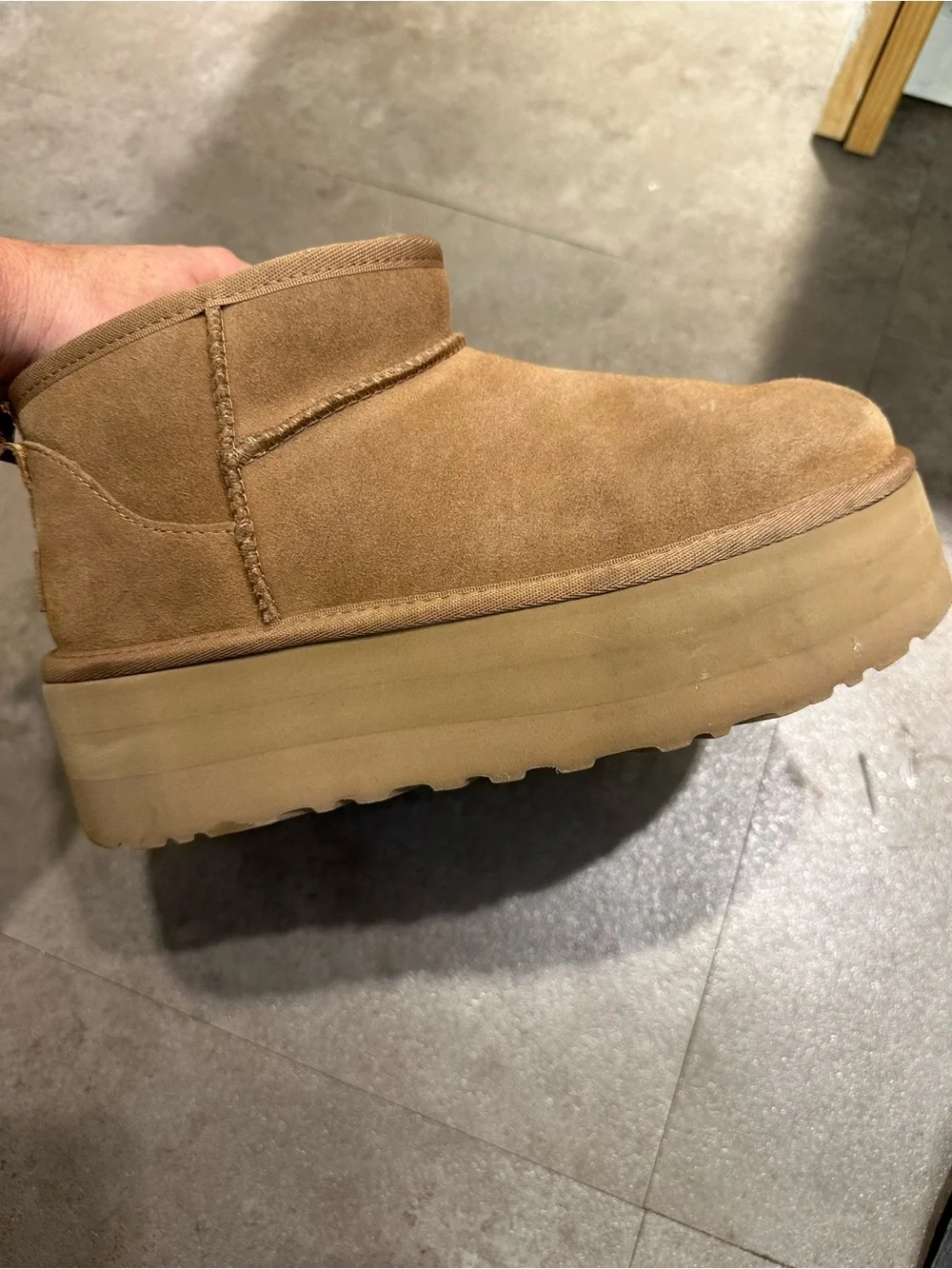 UGG Chestnut Suede Platform Mini Boot
